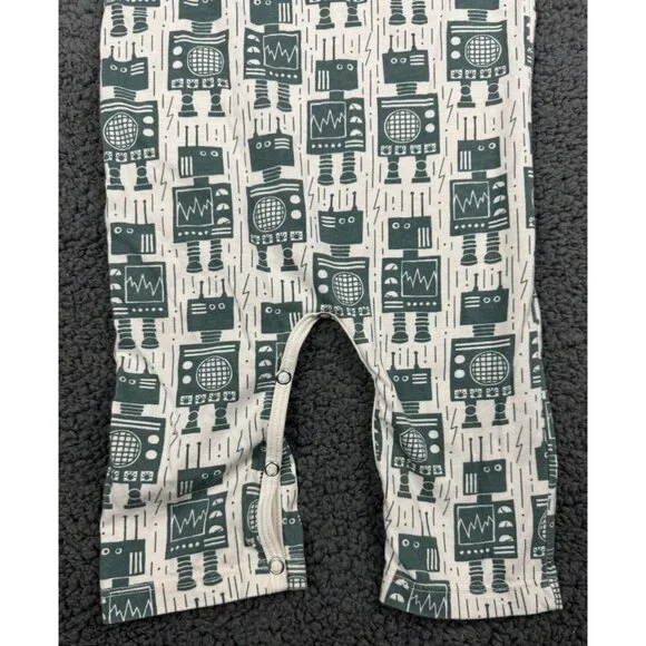 Winter Water Factory One Piece Long Outfit Romper 18m 18 Green Robot USA Organic - Picture 3 of 6